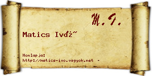 Matics Ivó névjegykártya